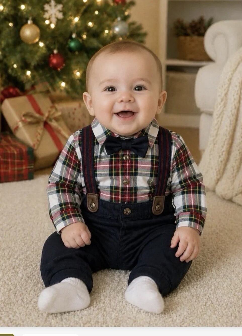 Carter's Baby Boy 2-Piece Plaid Top & Suspenders Pants Set Newborn